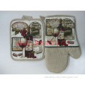 100% Cotton Printed Oven Gloves/Pot Holder Safety Kitchen Gloves (DSR210)